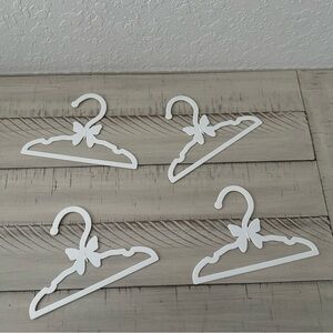 Set of 4 White Butterfly Doll Hangers